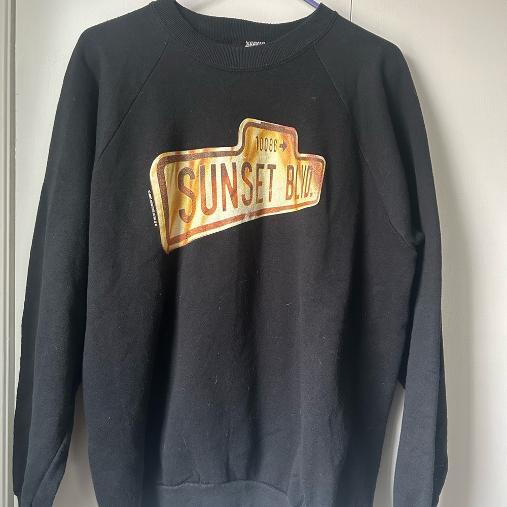 Fruit of the Loom Black Crewneck Sweater with Graphic Design